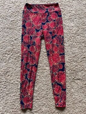 LuLaRoe Pink and Navy Floral Leggings
